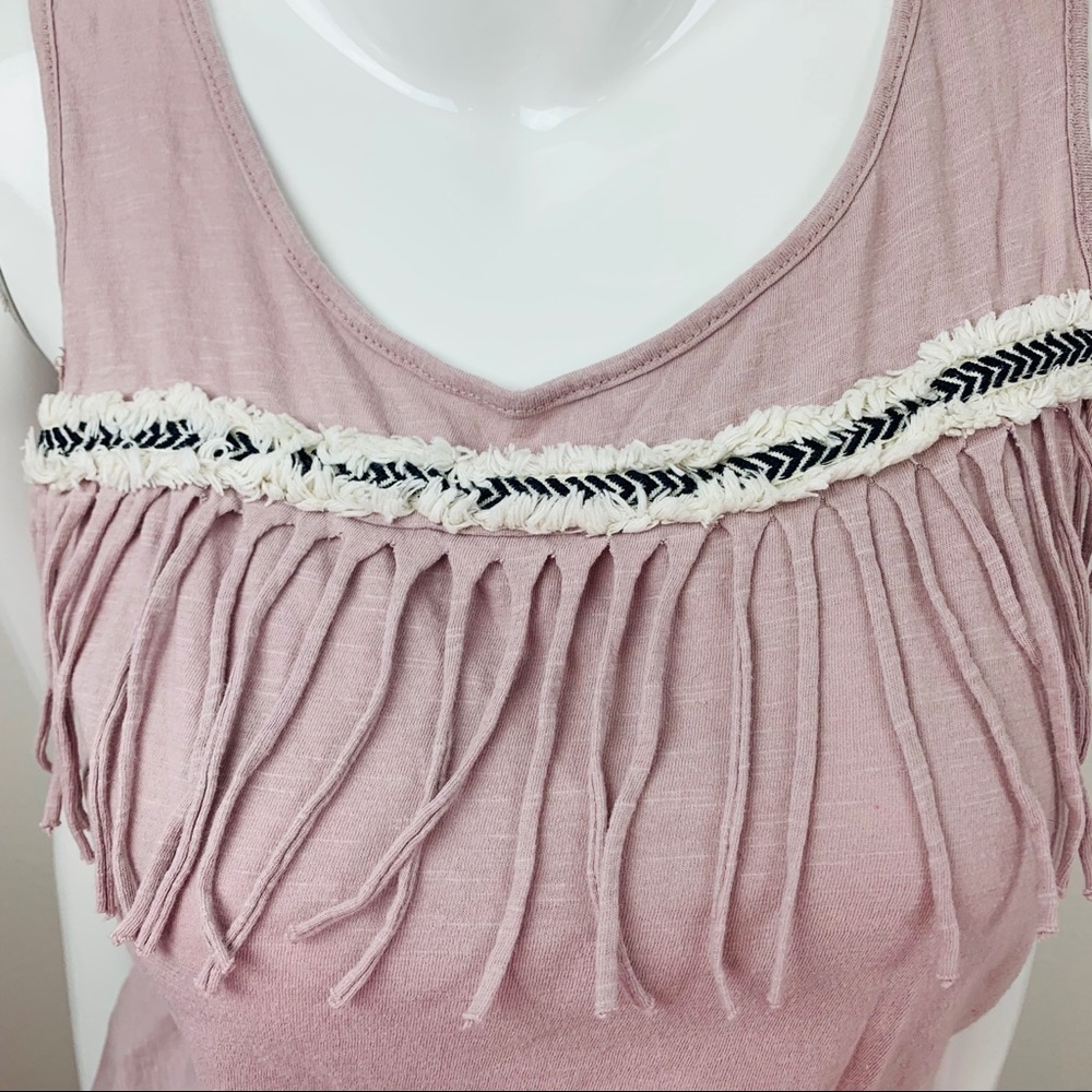 Easel / Fringed Embroider Lavender Tunic Tank Top - Picture 2 of 7